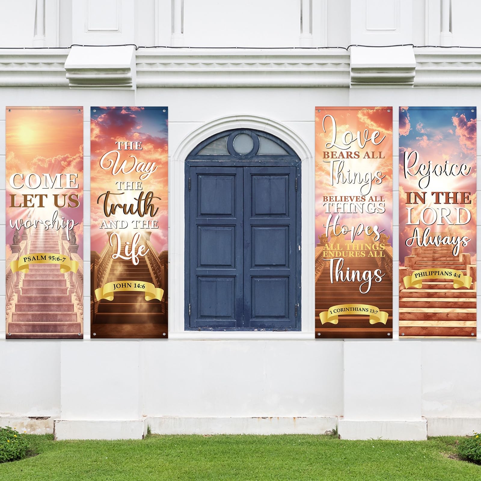 4Pcs Church Banners With Scripture Church Banners for Sanctuary Wall Worship …