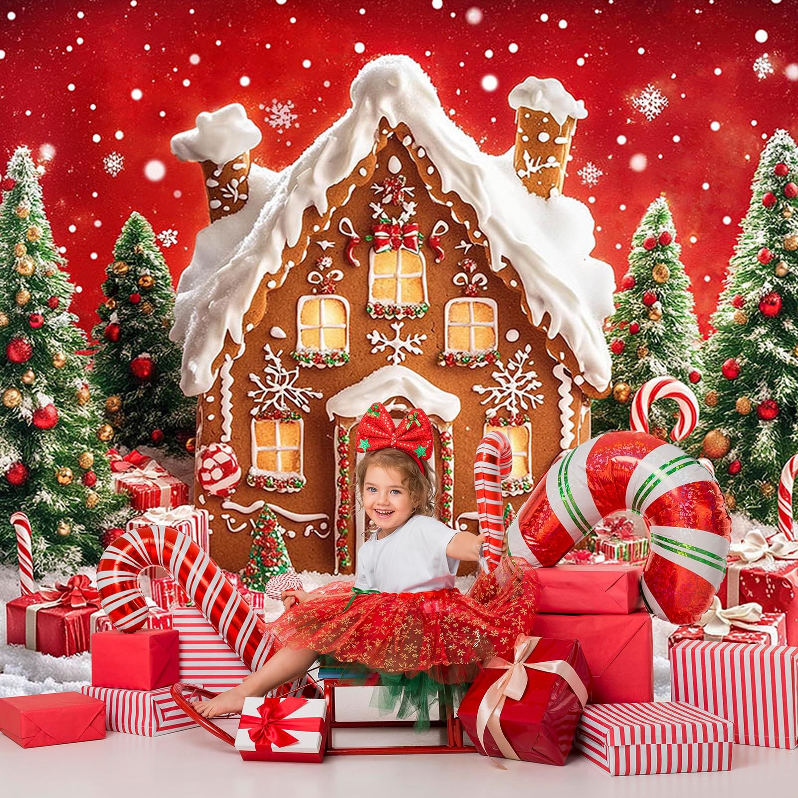 10x7FT Christmas Backdrop Gingerbread House Photo Xmas Holiday Photography