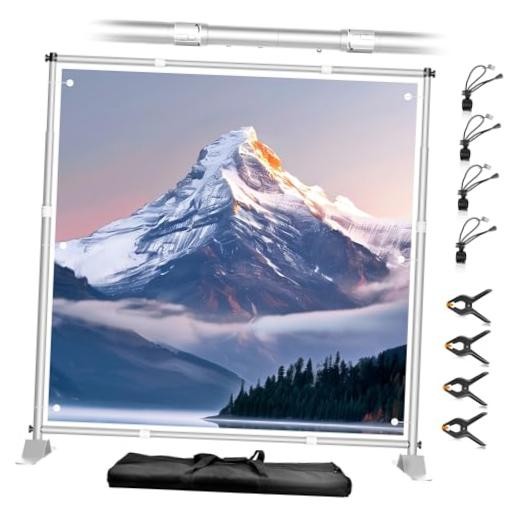 8 x 8FT Backdrop Banner Stand, Heavy Duty Adjustable Photo 8x8ft Silver