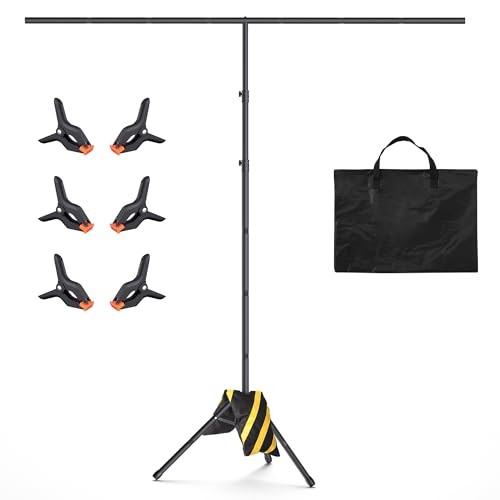 T-Shape Backdrop Stand 8×7.2FT, Height and Width Adjustable Background 8×7.2ft