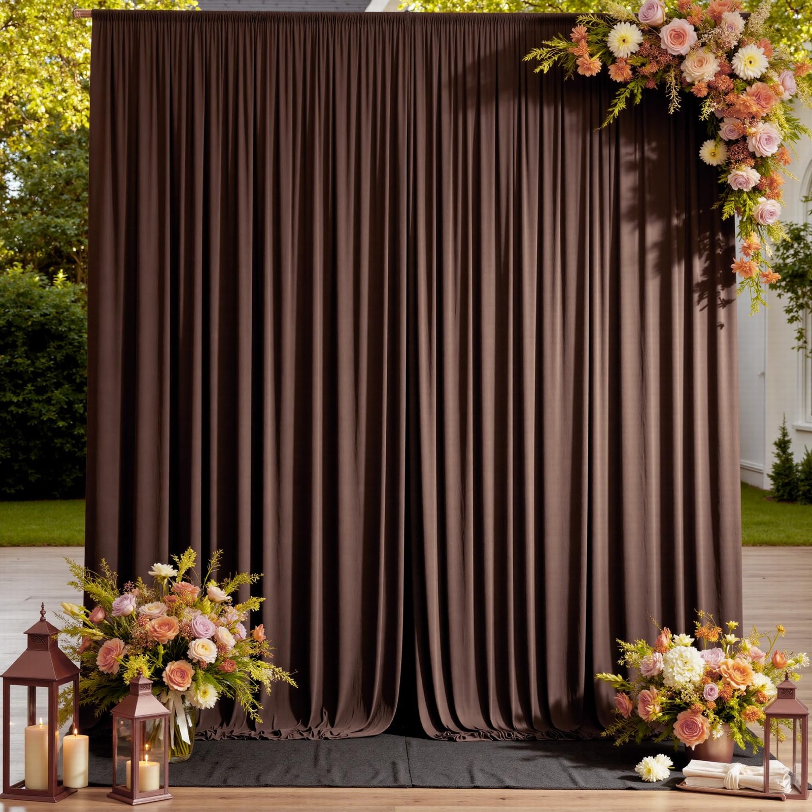 2 PCS 10×12 FT Brown Backdrop Curtains Wrinkle Free Polyester Photography Drapes