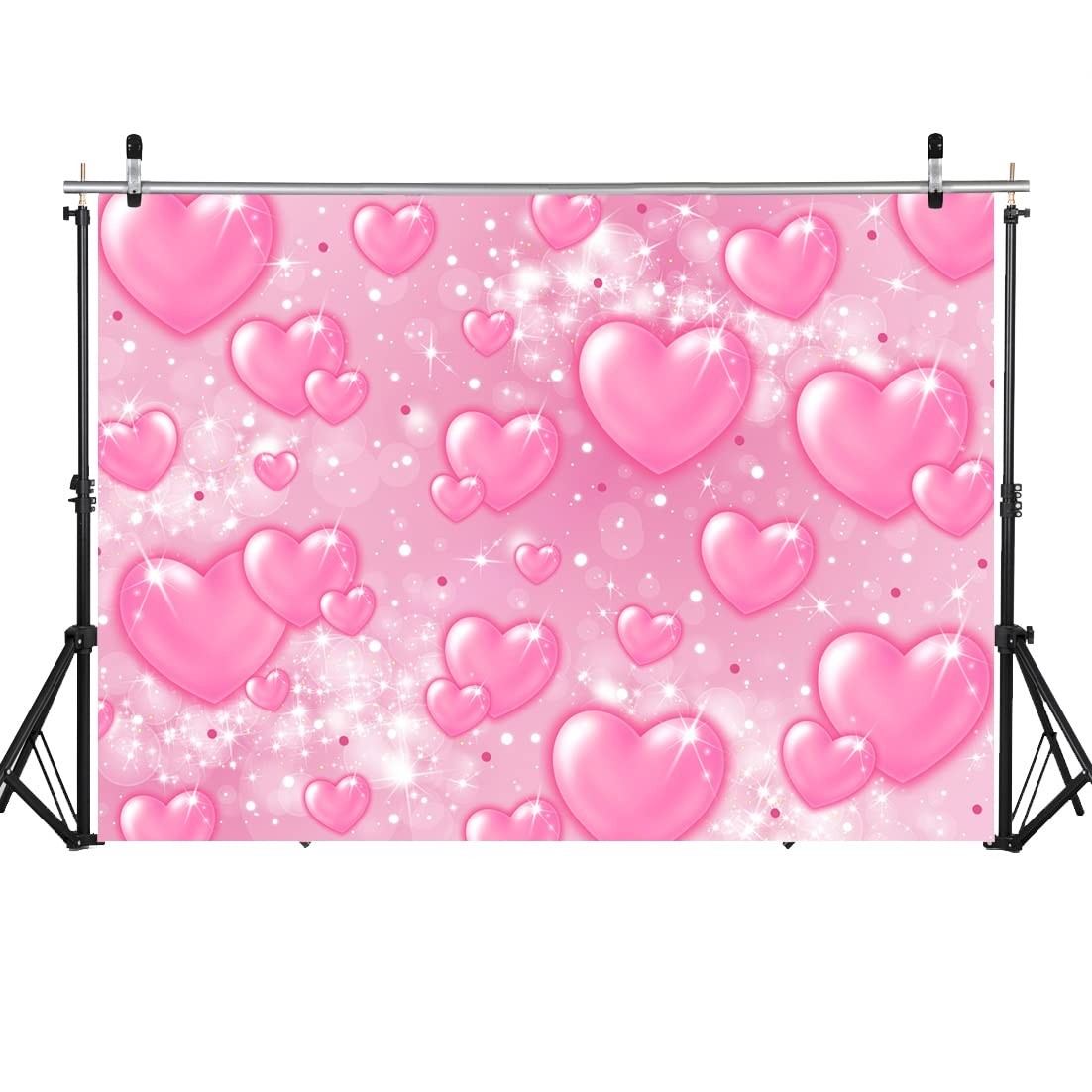 WOLADA Pink Heart Backdrop Valentine’s Day Background for Party 7x5FT,
