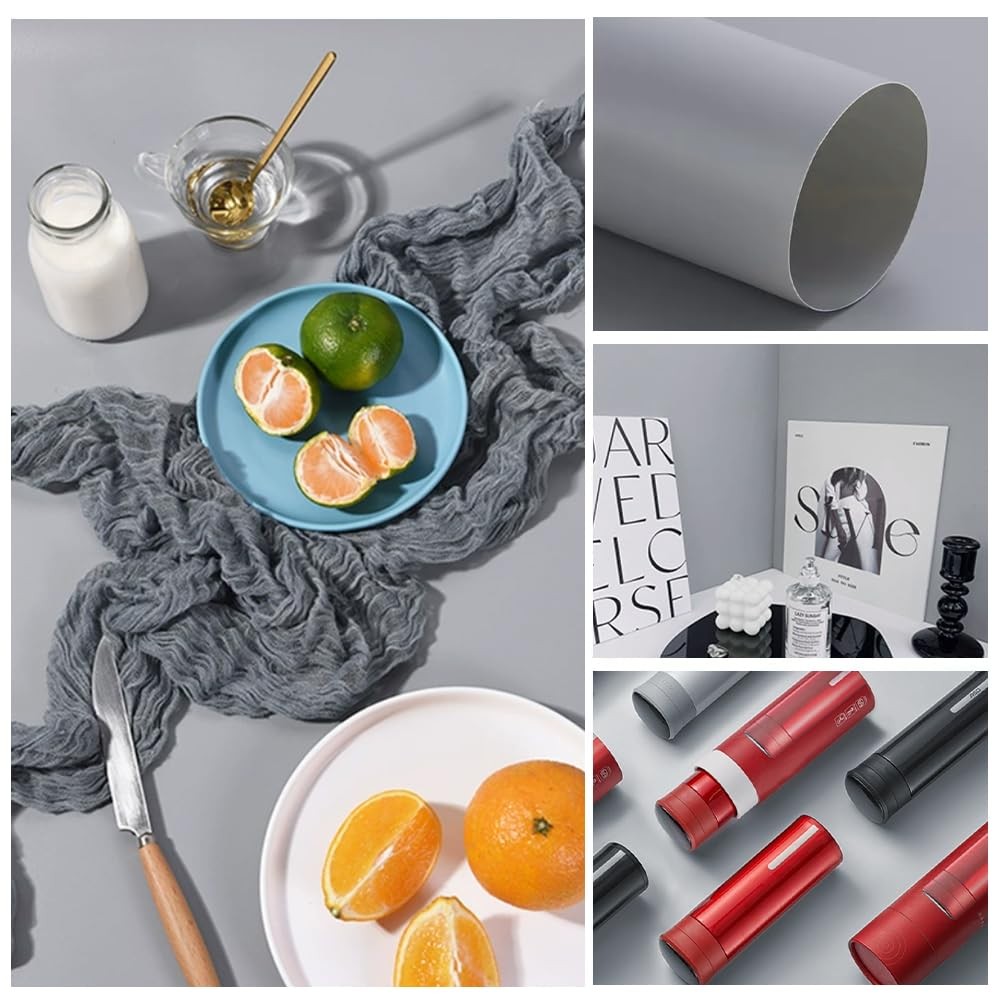 Gray Matte PVC Vinyl Tabletop Photography Backdrop Display Board 15.7×39.3 In