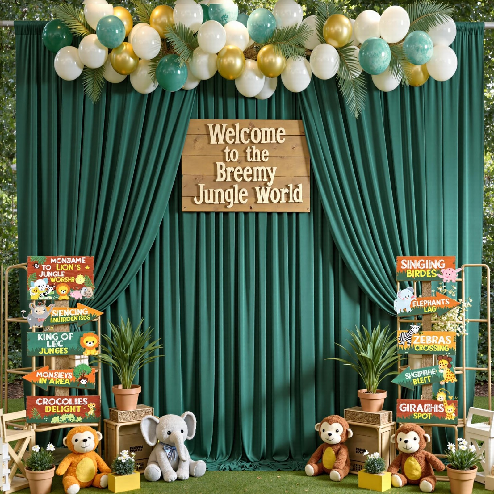 10x12ft Forest Green Backdrop Curtains Wrinkle Free Polyester Drapes 2 PCS