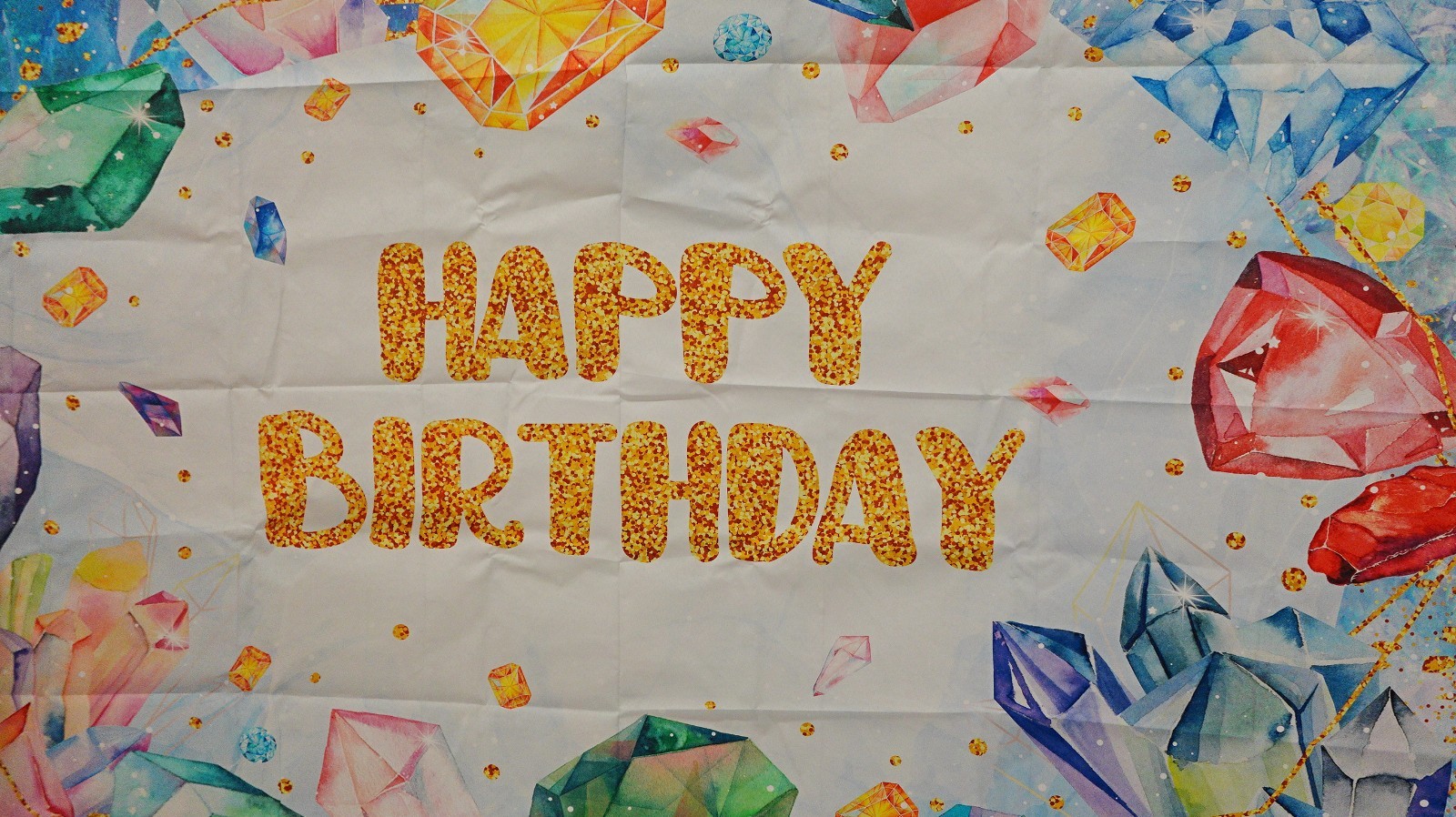 Lofaris 5x3ft Purple Diamond Crystal Happy Birthday Backdrop Gemstone Party gift