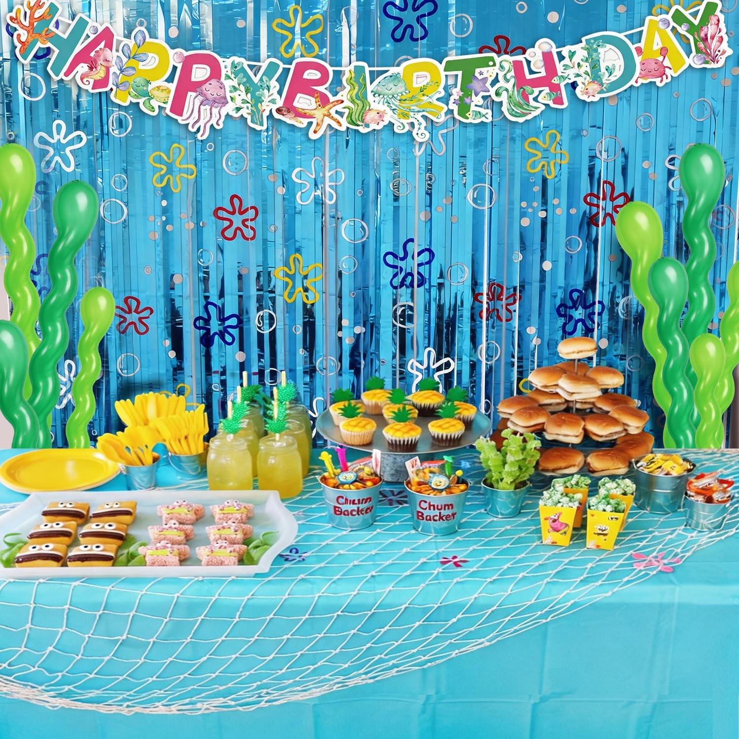 Ocean Themed Party Decorations, 2 Pack Cartoon Sponge Birthday Photo Booth Pr…
