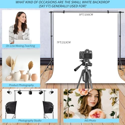 White Photography Backdrop 100% Polyester for Studio Film & 5x7FT white
