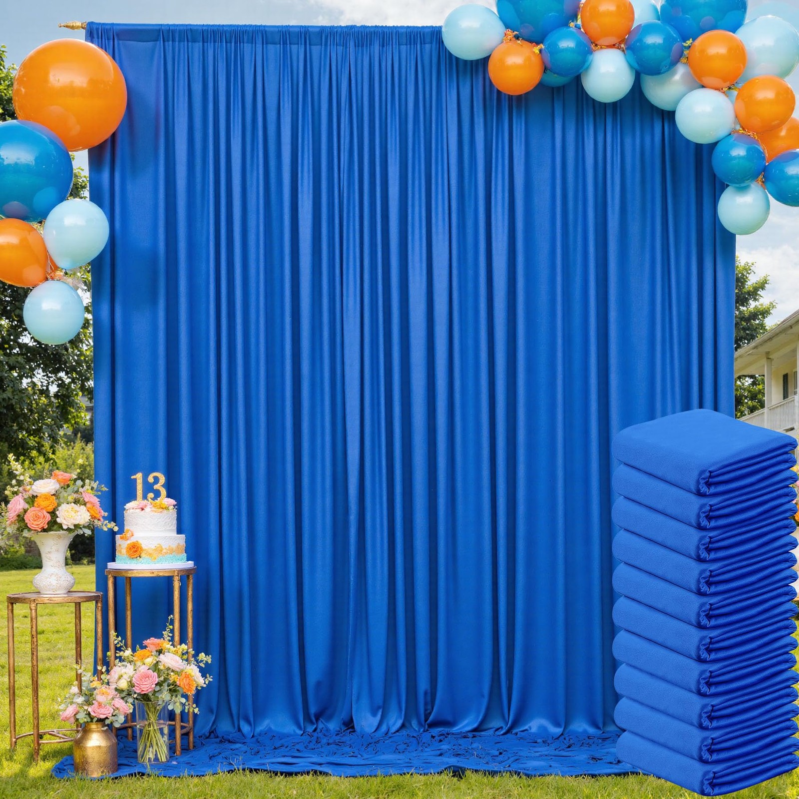 50ft×10ft Royal Blue Wrinkle Free Backdrop W5ftxH10ft_10 Panels,