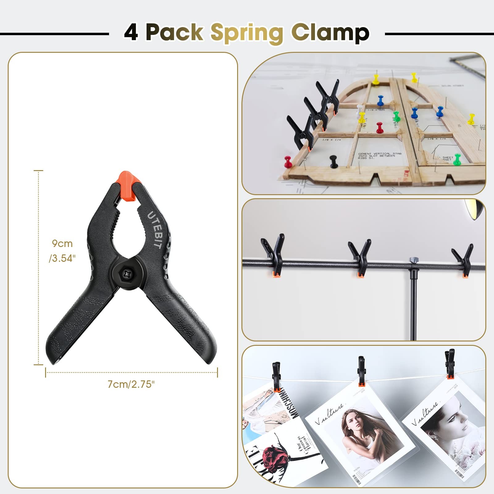 3x5FT Black White 2-in-1 Backdrop, 4 Spring Clamps, Double Sided, Photography