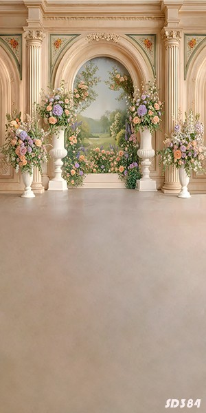 10’x20’CP Arch Floral Column Scenic Microfiber Fabric background backdrop SD384