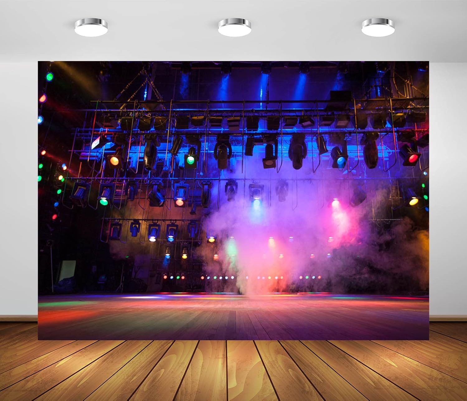 7X5Ft Fabric Music Concert Stage Backdrop for Photography Stage Spotlights Music