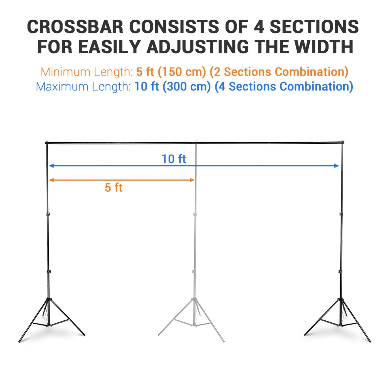 7x10Ft Photography Background Backdrop Support Stand Kit for Live Stream 6 Packs