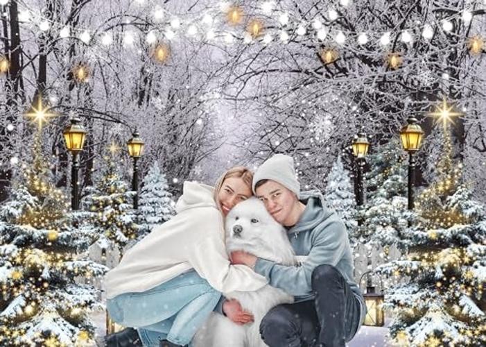 Snowflake Tree Forest Backdrop – Winter Wonderland Scene – 7x5FT