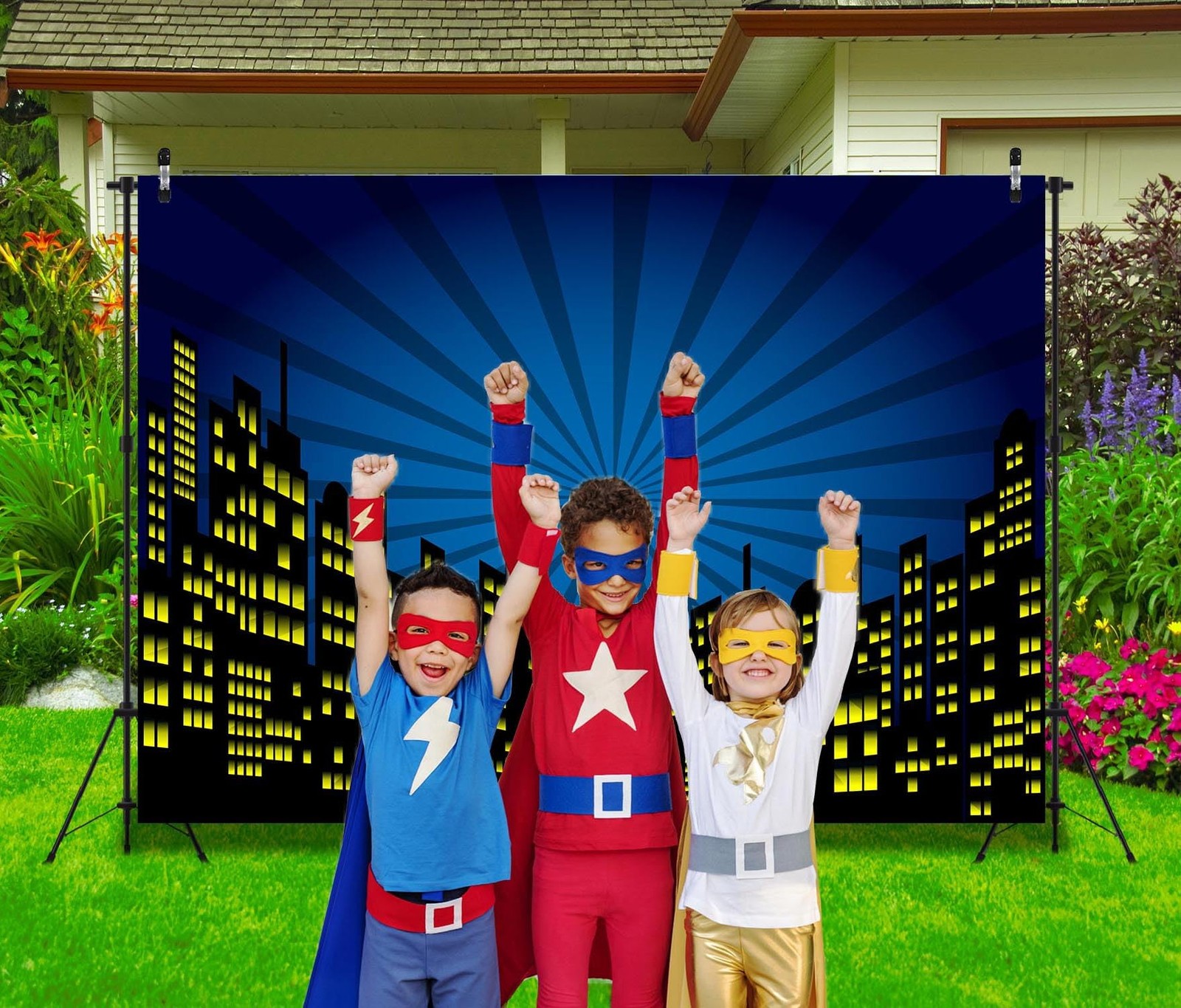 CORFOTO 20x10FT Cartoon Super City Backdrop for Superhero 20x10FT, N2-a10090