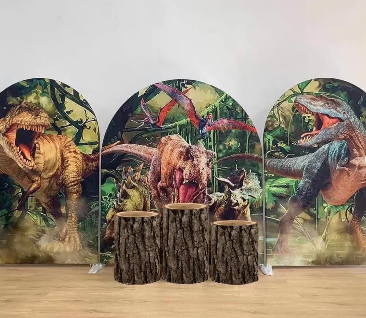 KOKPON Dinosaur Cylinder Plinth Cover for Party Decorations – Park Theme Pede…