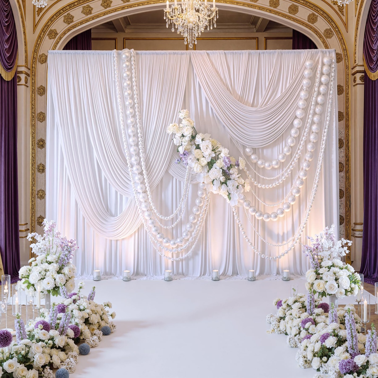 10×10 ft Free White Backdrop Curtains for Parties, Polyester Photo Backdrop D…