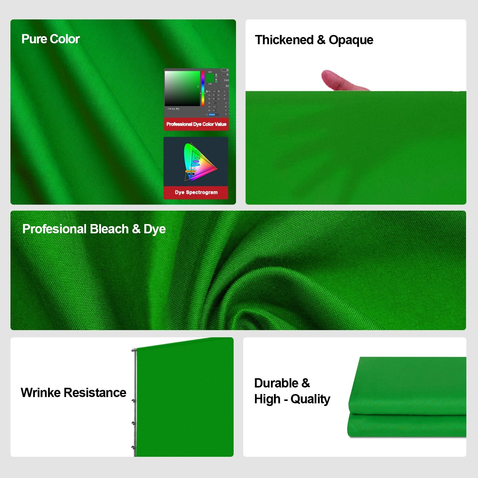 10 Ft x 20 Ft Photography Backdrop Green Screen, Green Background Non-Reflect…