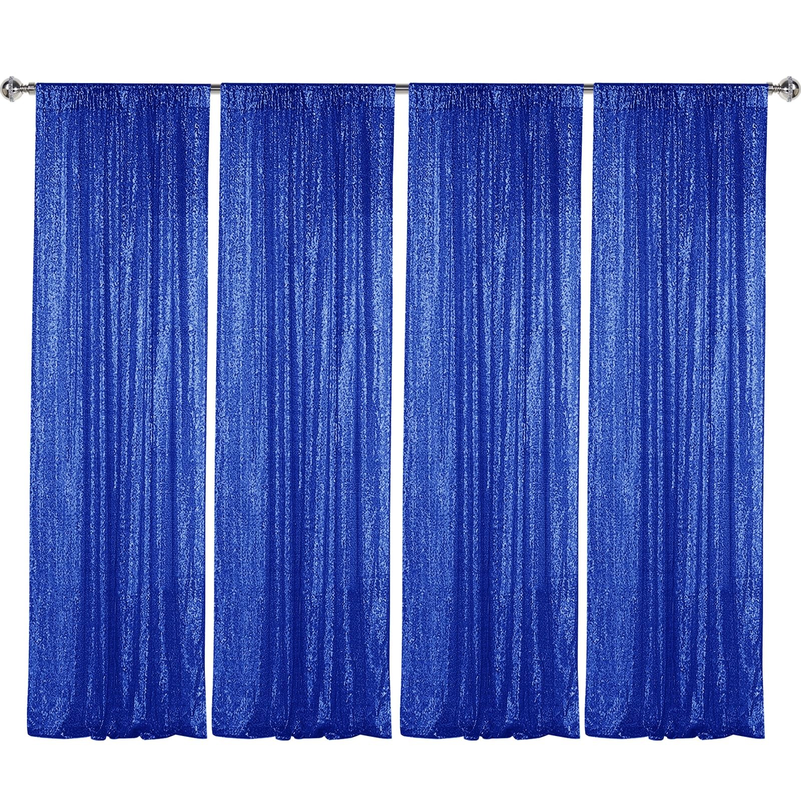 Royal Blue Sequin Backdrop Curtain 4 Panels 2FTx8FT Glitter Royal Blue Backgr…