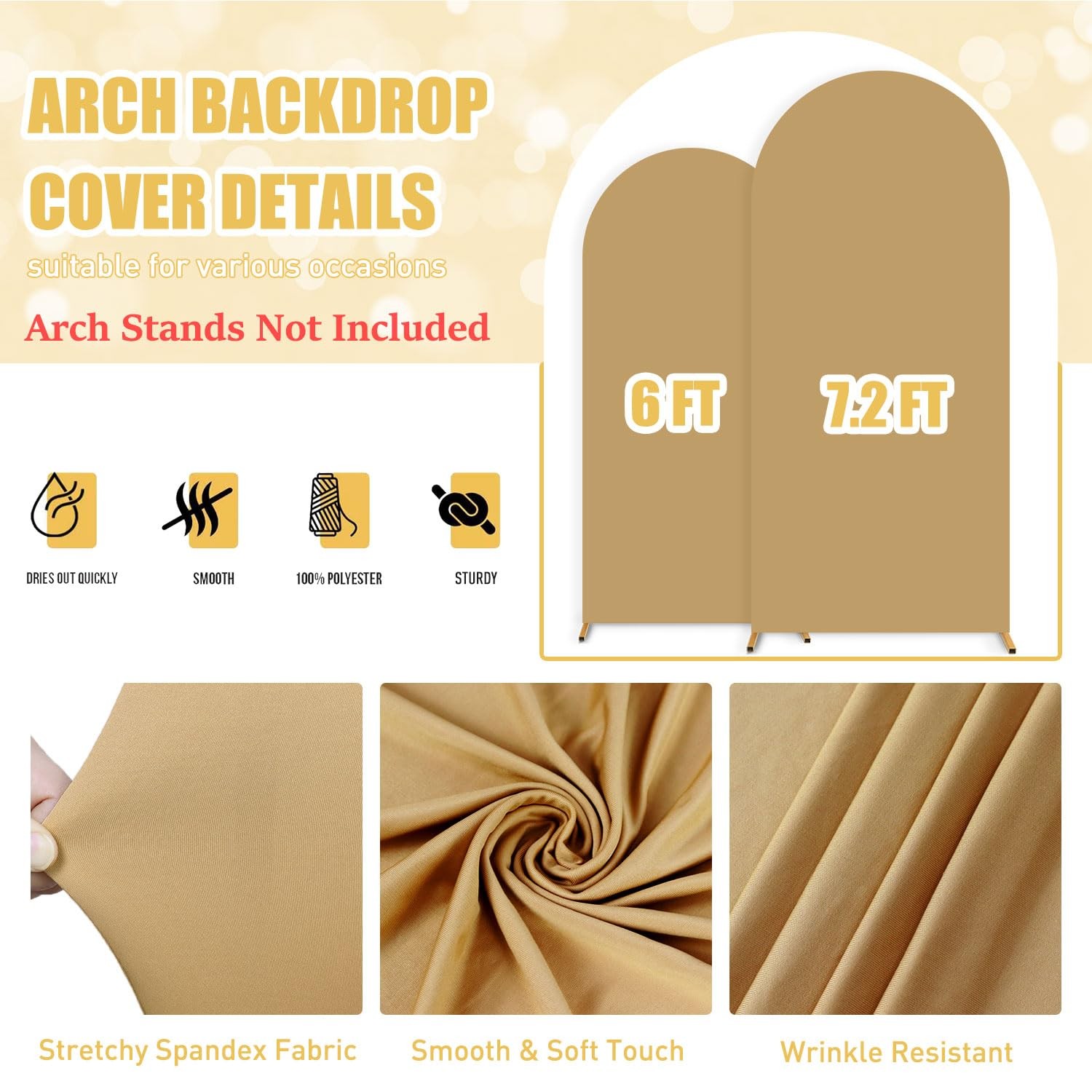 Brown Backdrop Covers Arch Spandex Fitted Arch Cover 7.2FT & 6FT Round Top Ar…
