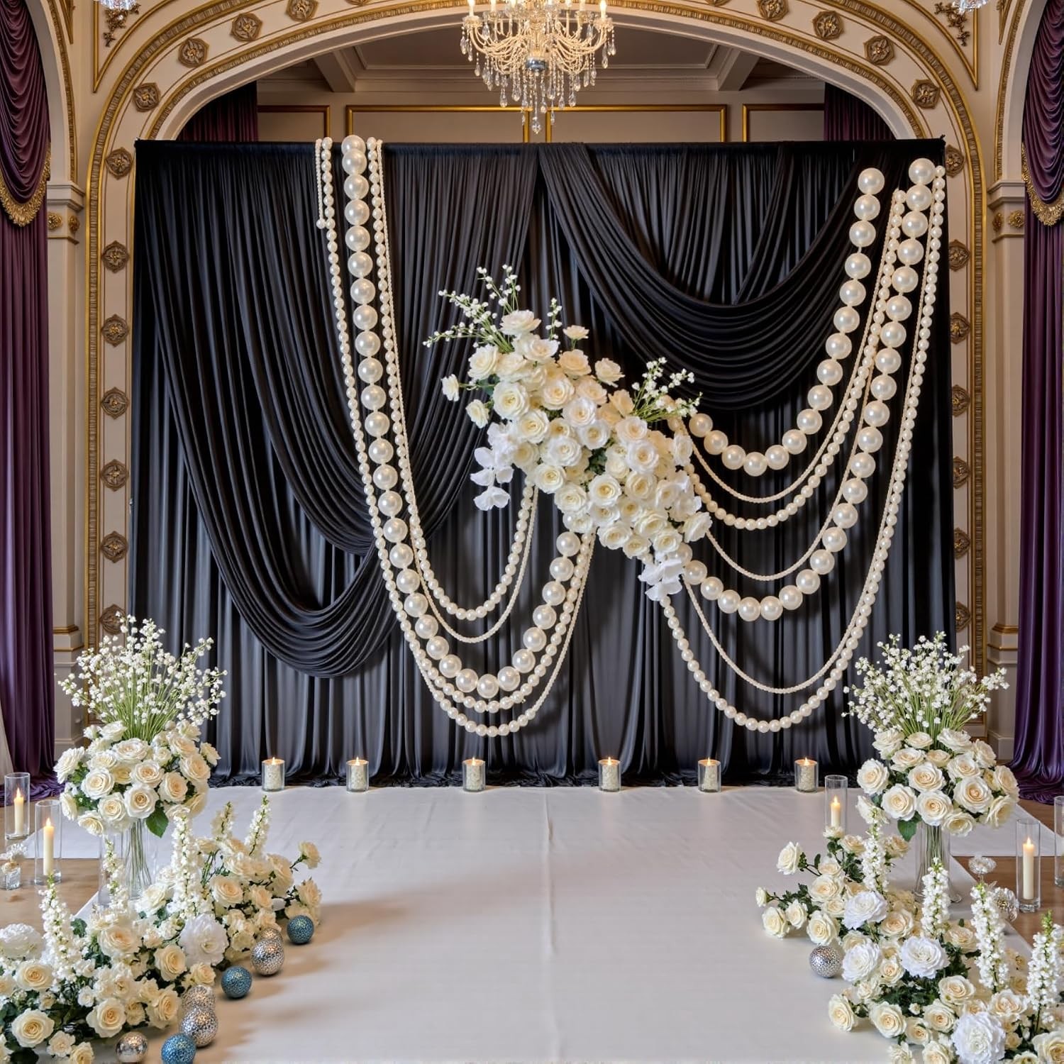 20ft x 10ft Wrinkle Free Black Backdrop Curtains for Parties 4 Panels 5x10ft