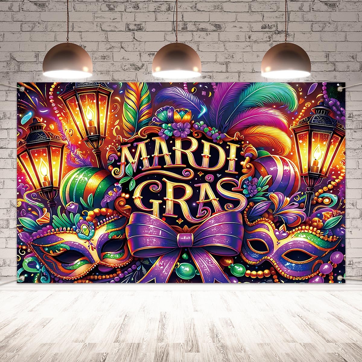 Mardi Gras Photo Backdrop New Orleans Carnival Masquerade Home Party Decor