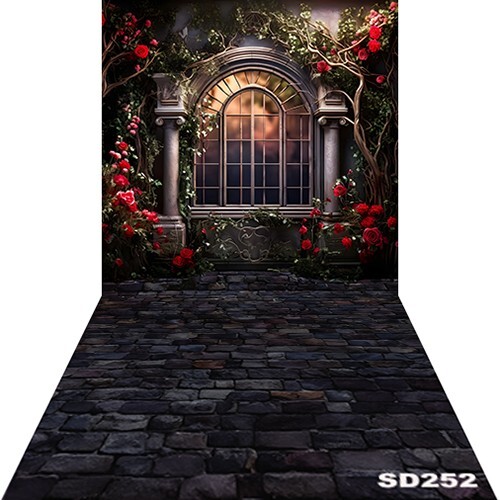 10’x20’CP Retro Window Floral Scenic Microfiber Fabric background backdrop SD252