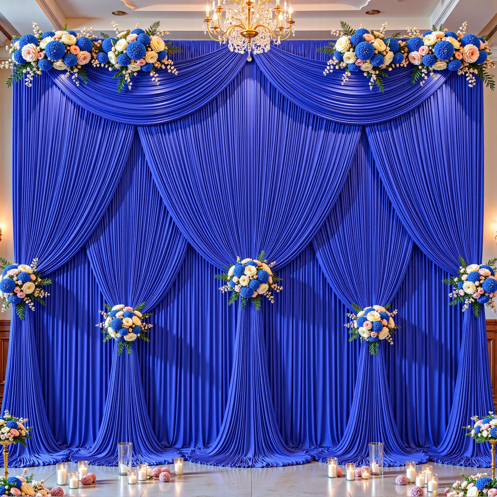 10 Panels Royal Blue Backdrop Curtains – W4′ x H10′(10 panels),