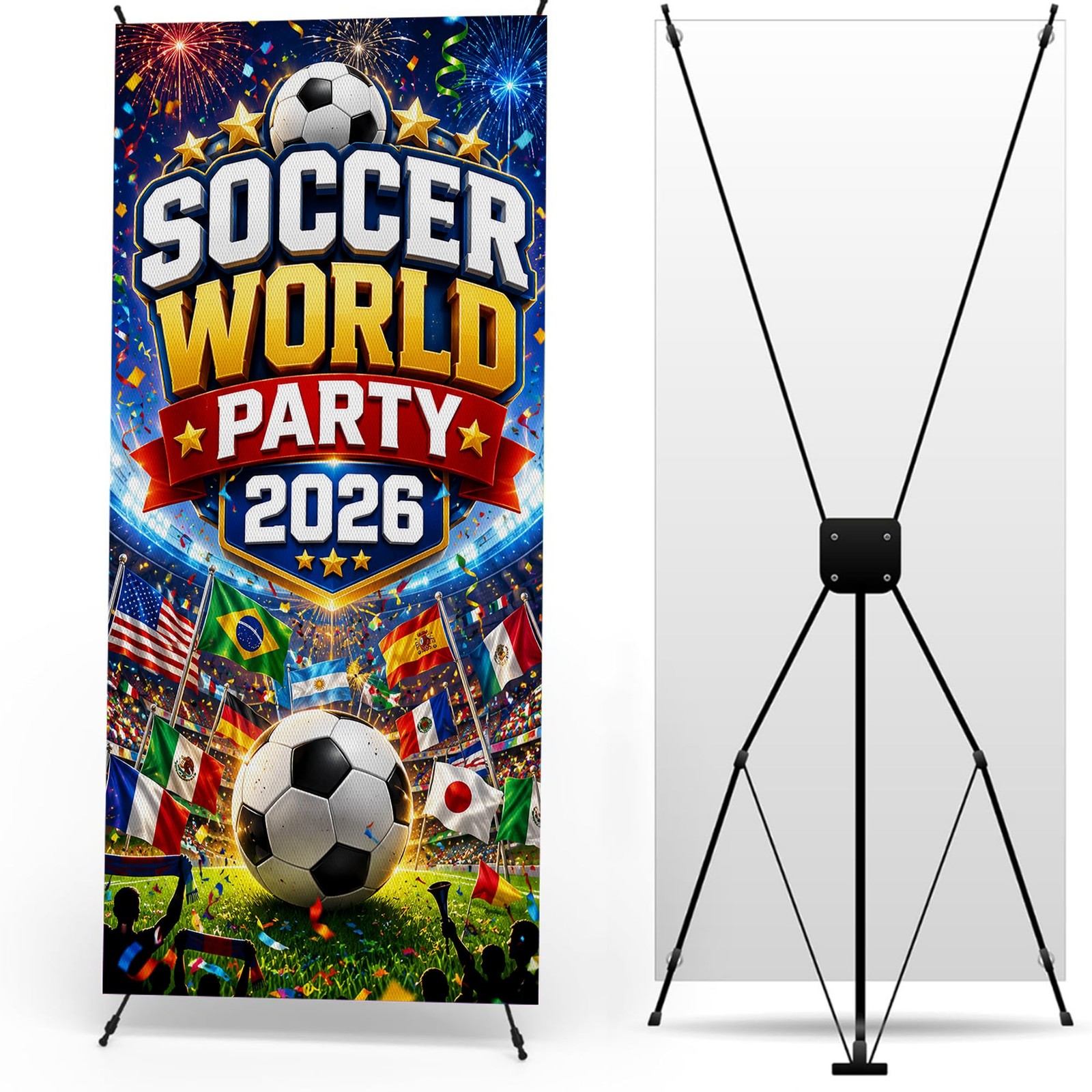 X-Stand Banner Display for Soccer Decorations by DC Compatible with F1FA | Fo…