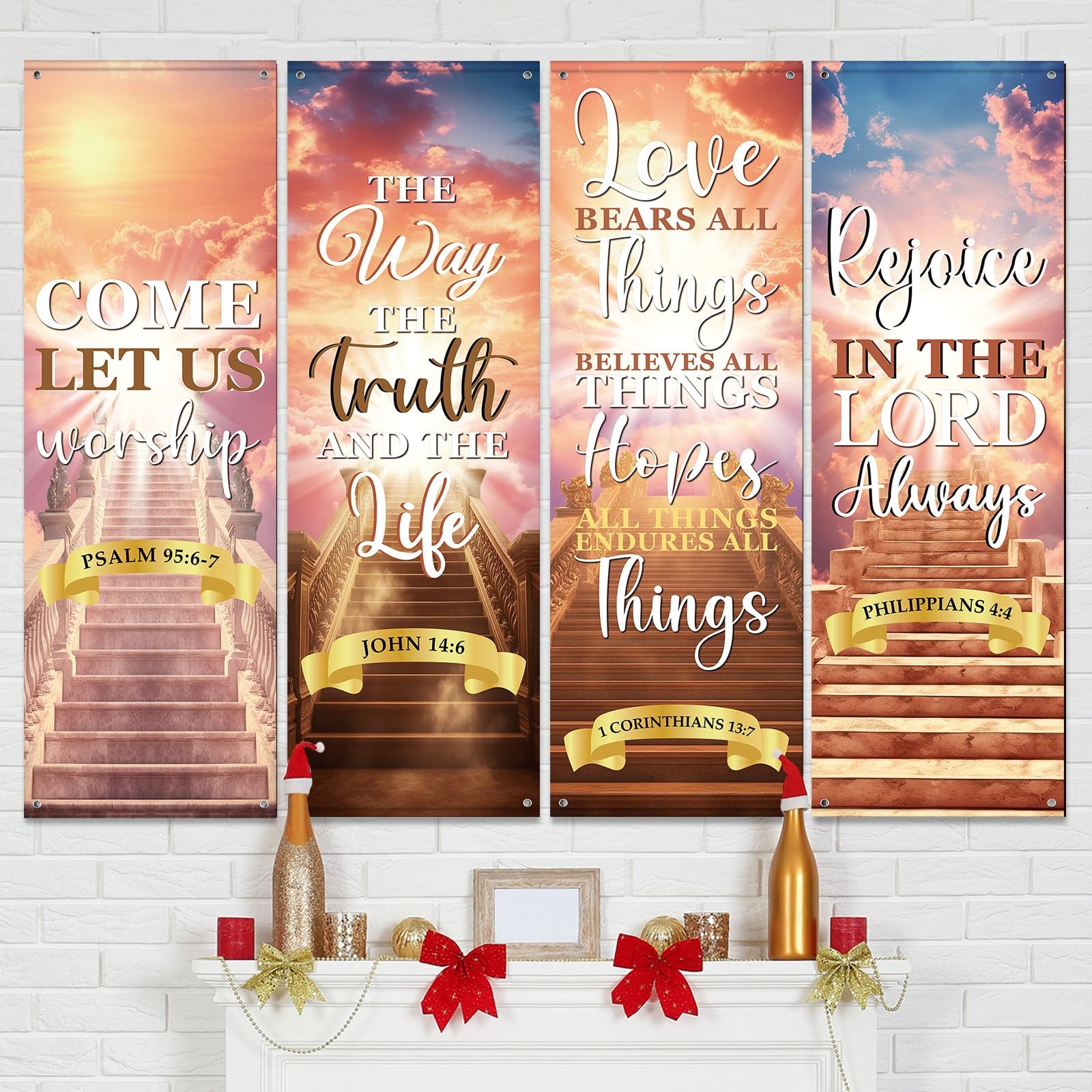 4Pcs Church Banners With Scripture Church Banners for Sanctuary Wall Worship …