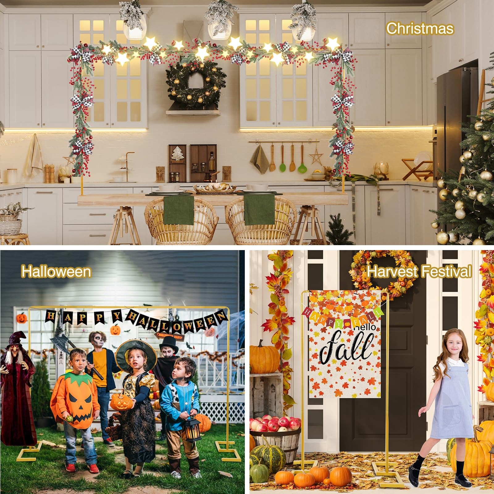 8.2 FT Wedding Arch Rectangle Stand Square Backdrop Stand , Extra Clamps to T…