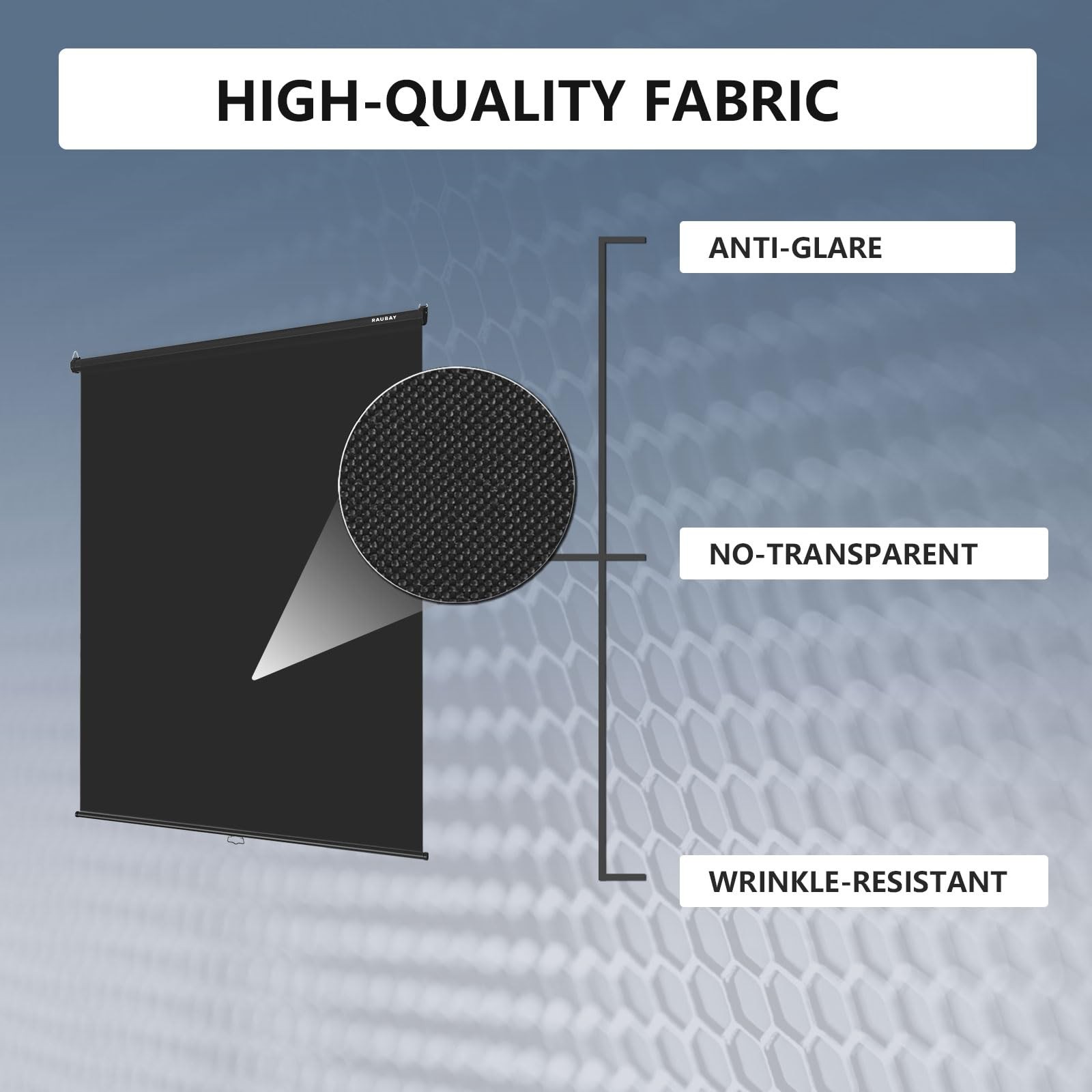 RAUBAY Retractable Pull Down Black Screen Standard(59.8 x 86.6in),