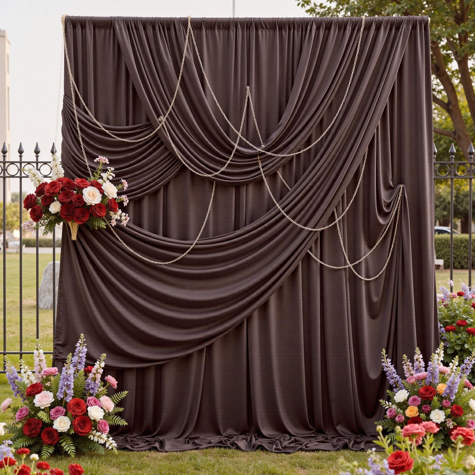 50ftx12ft Wrinkle Free Brown Backdrop (W)5ft x (H)12ft (10 Panel),