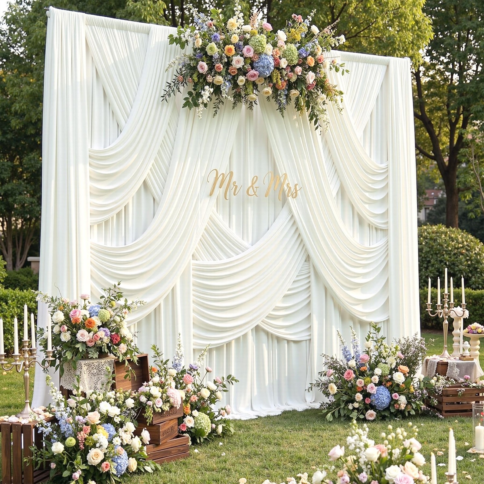12 Panels 5x15ft Ivory Backdrop Curtains for 5ft(W)x15ft(H)_12 Panels,
