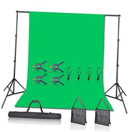 Green Screen Backdrop with Stand Kit, 7 x 10ft Photography Background 6×9 ft