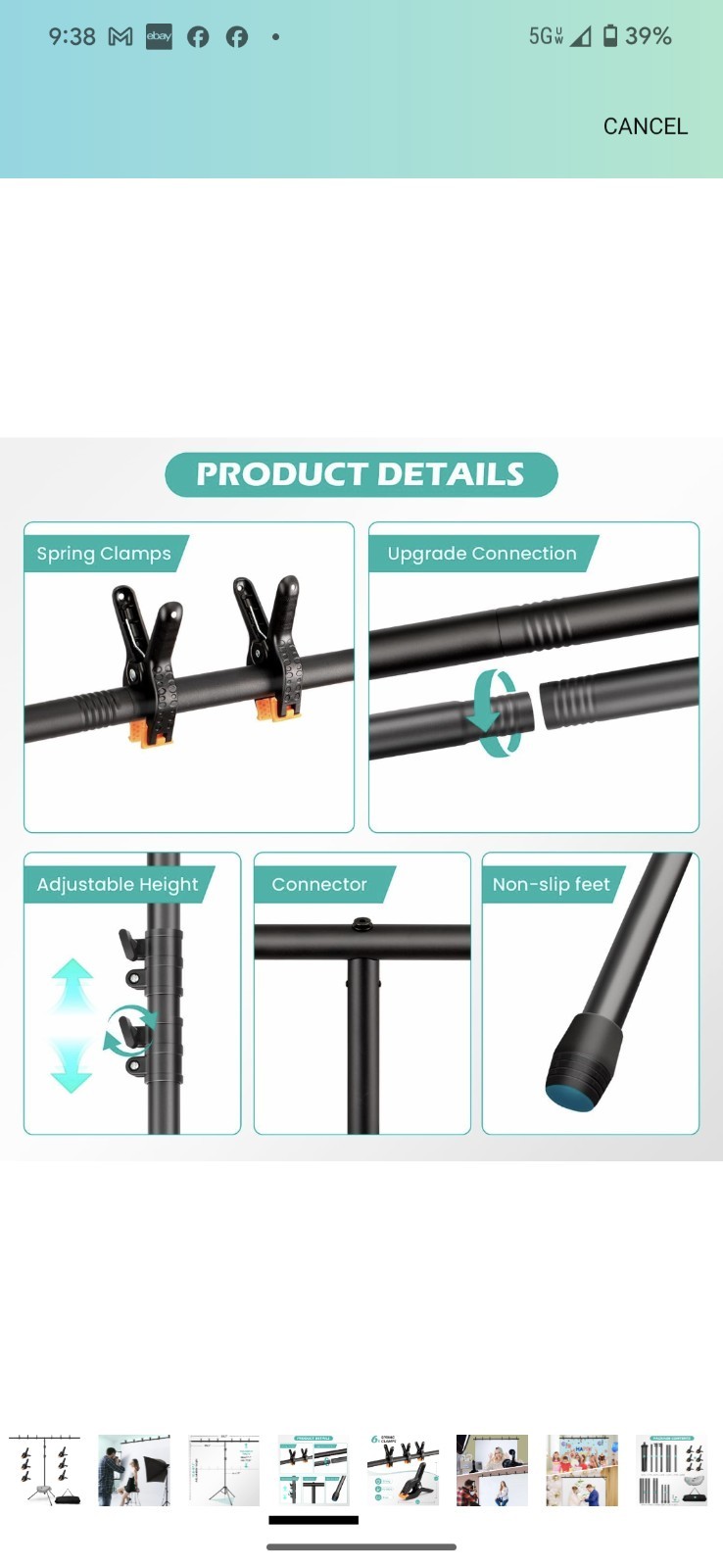 T-Shape Backdrop Stand Kit – 8 x 5.3ft Adjustable Photo Backdrop Stand -…