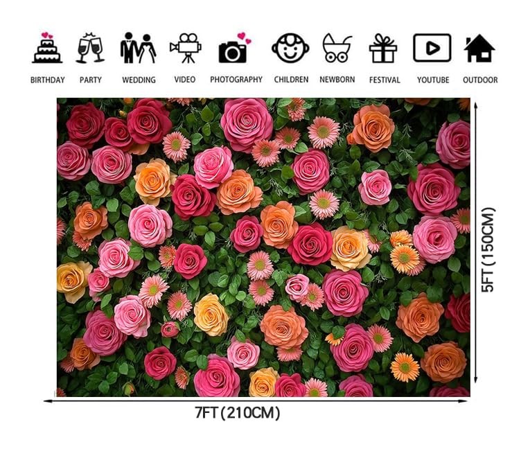 7x5ft Floral Photography Backdrop Spring Flower Wedding Prop 049