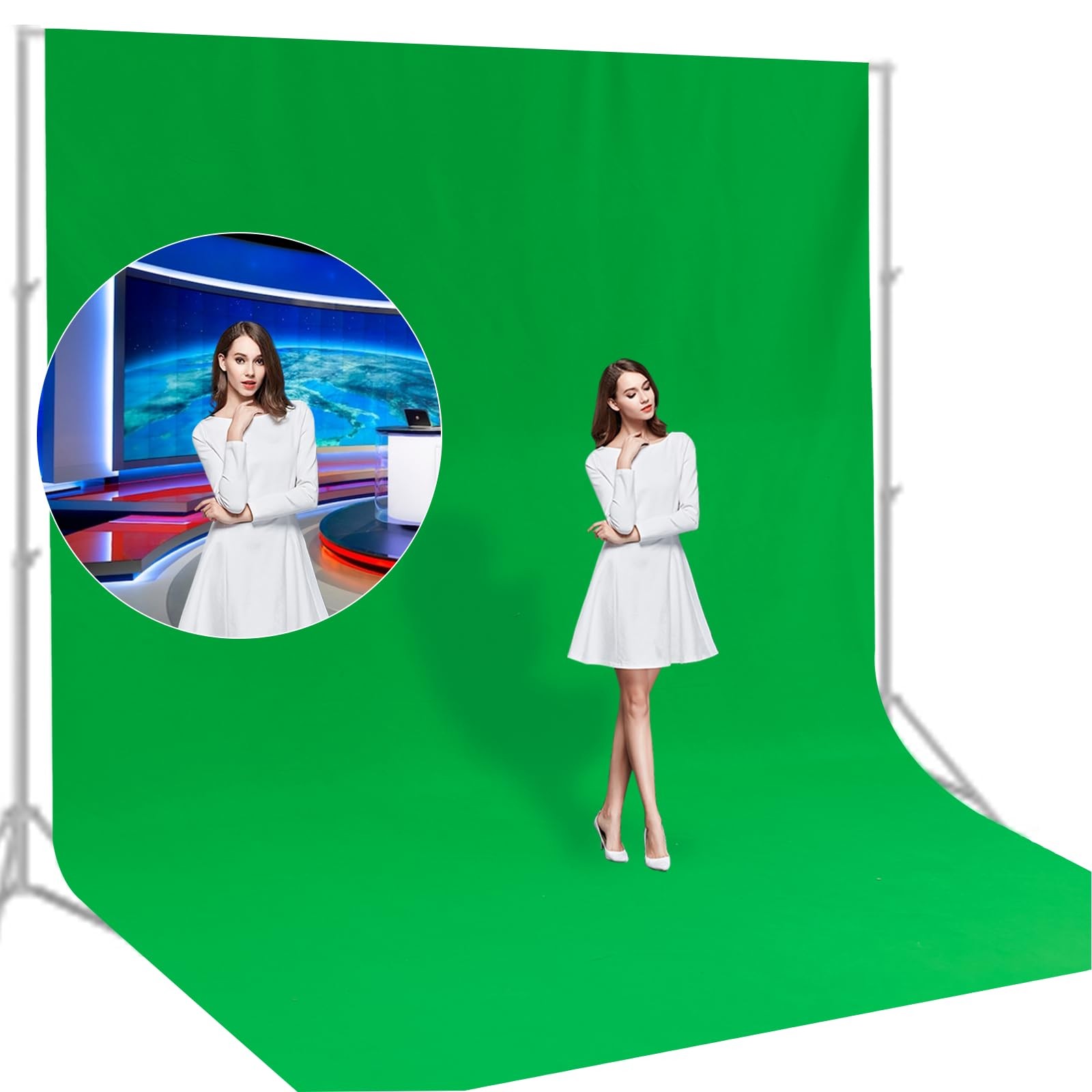 BEIYANG 10 Ft x 20 Ft Photography Backdrop Green Screen, Green Background Non…