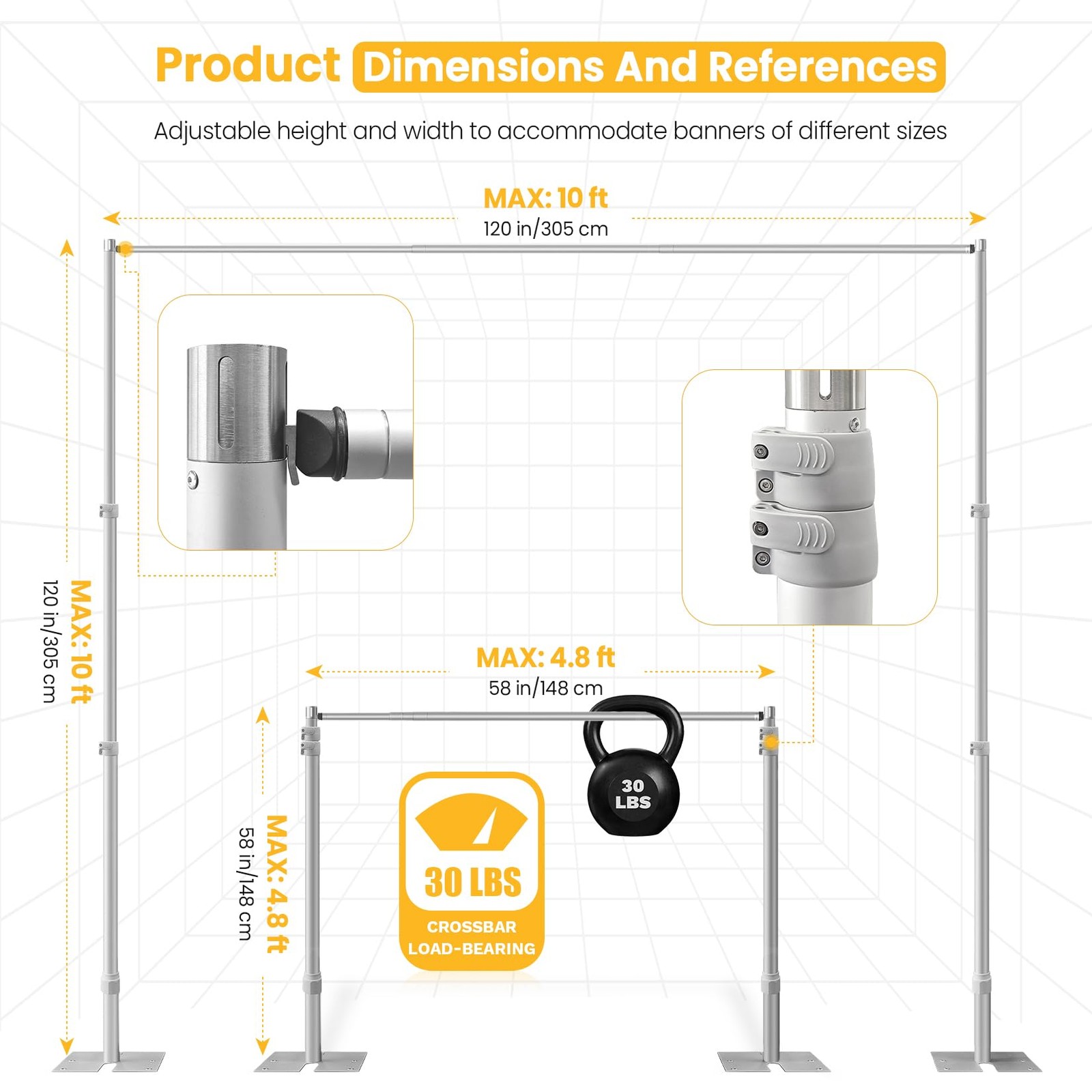 10ft x 10ft Adjustable Pipe and Drape Backdrop Stand Kit