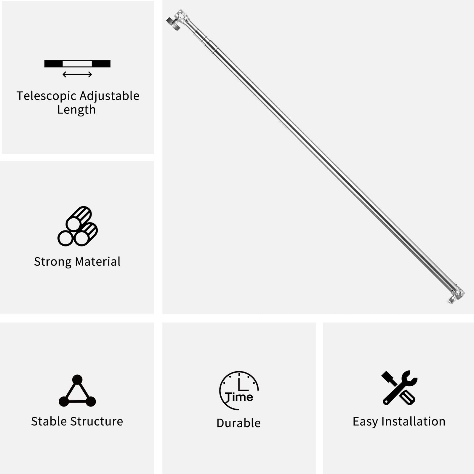 Stainless Steel Telescopic Backdrop Crossbar Max Length 10 ft/3m Adjustable B…