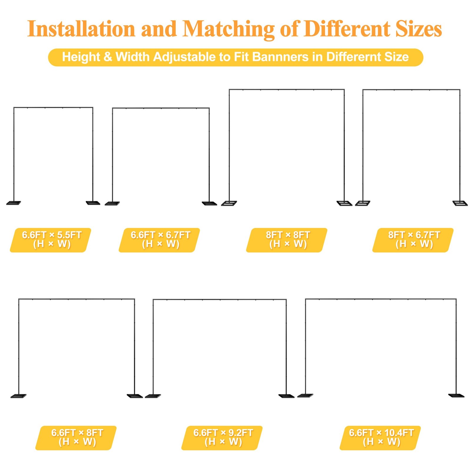 Heavy Duty Backdrop Stand 8ft x 8ft Black Pipe and Drape Backdrop Stand Kit A…