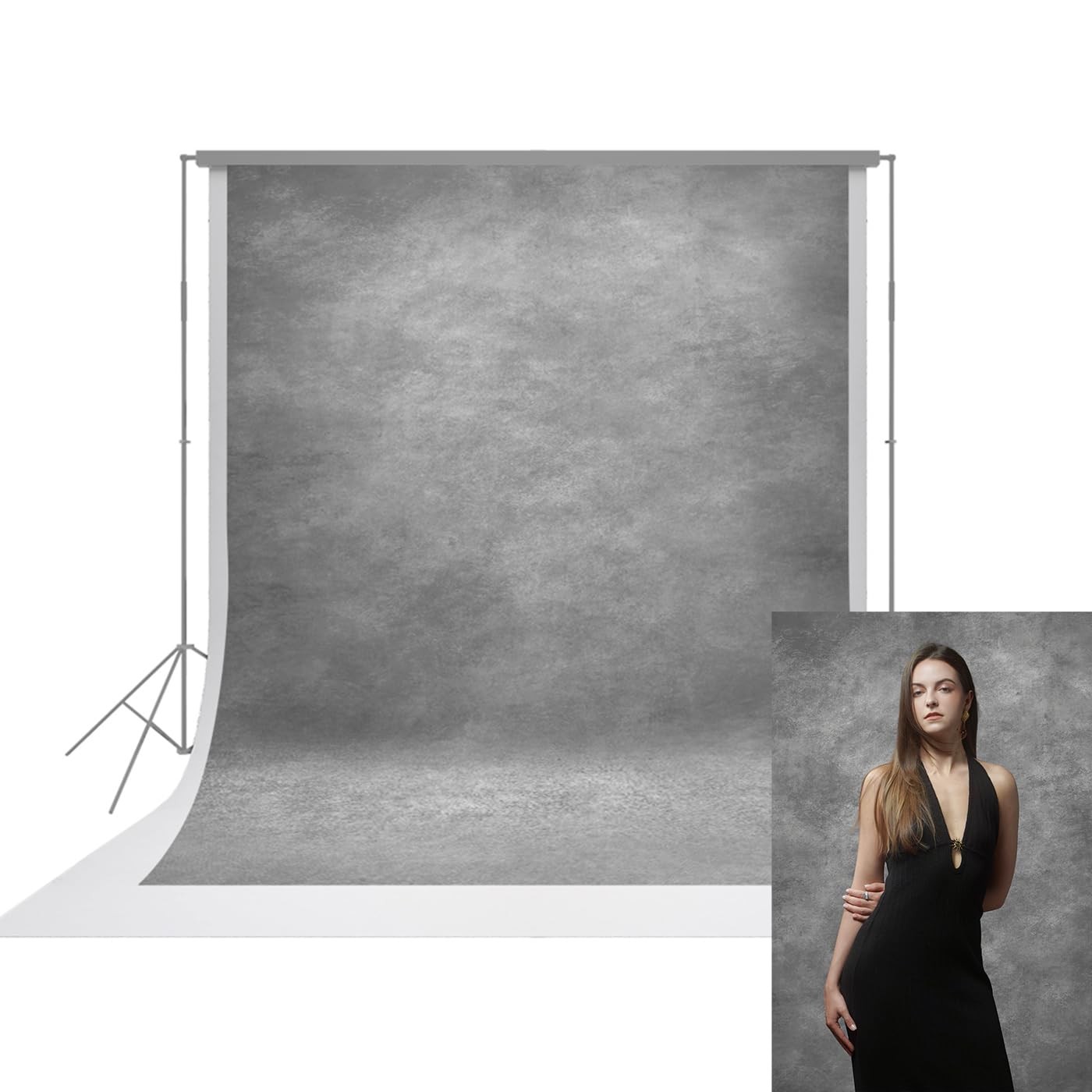 8×10 Ft Light Grey Professional Portrait Backdrop Abstract Textured