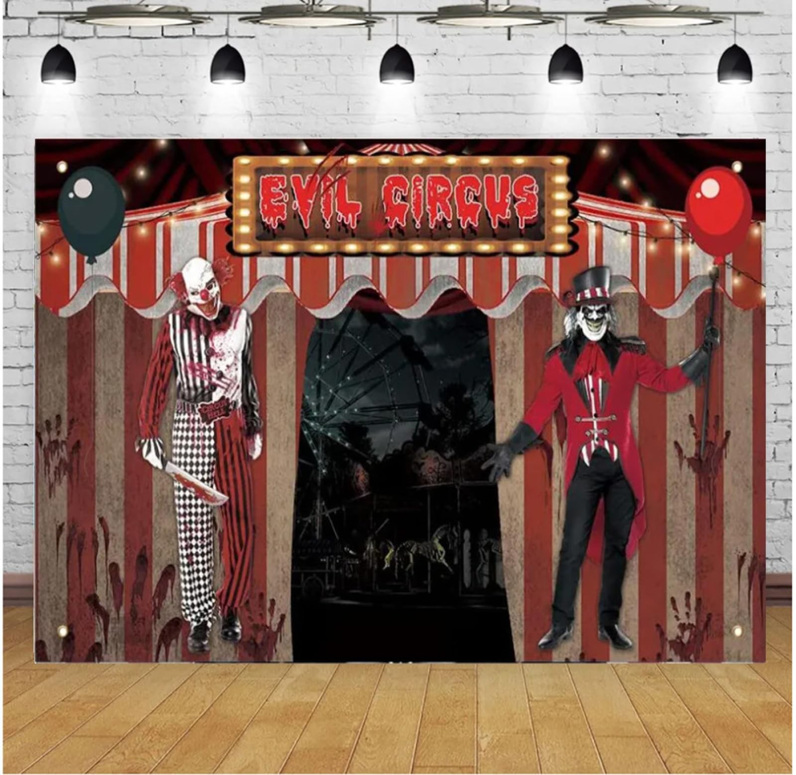 Halloween Backdrop Evil Circus Theme Horror Clown Carnival Birthday 7×5 FT