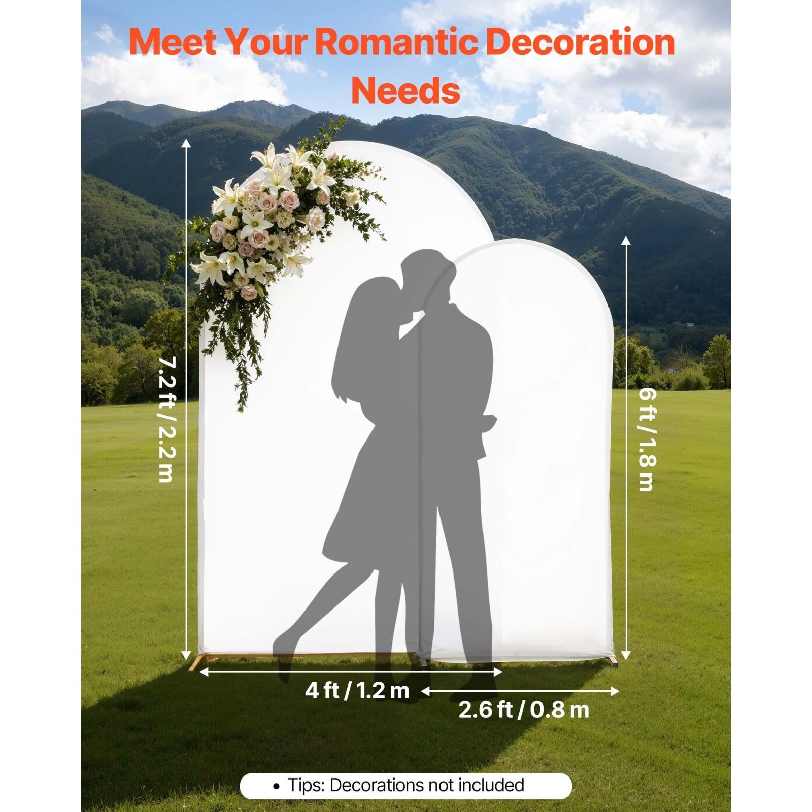 Metal Arch Backdrop Stand Set, Includes 7.2 ft and 6 ft Frames, Durable Design