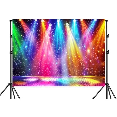20X10ft Rainbow Stage Backdrop 1980s Colorful Disco Photography 20X10FT Multi8