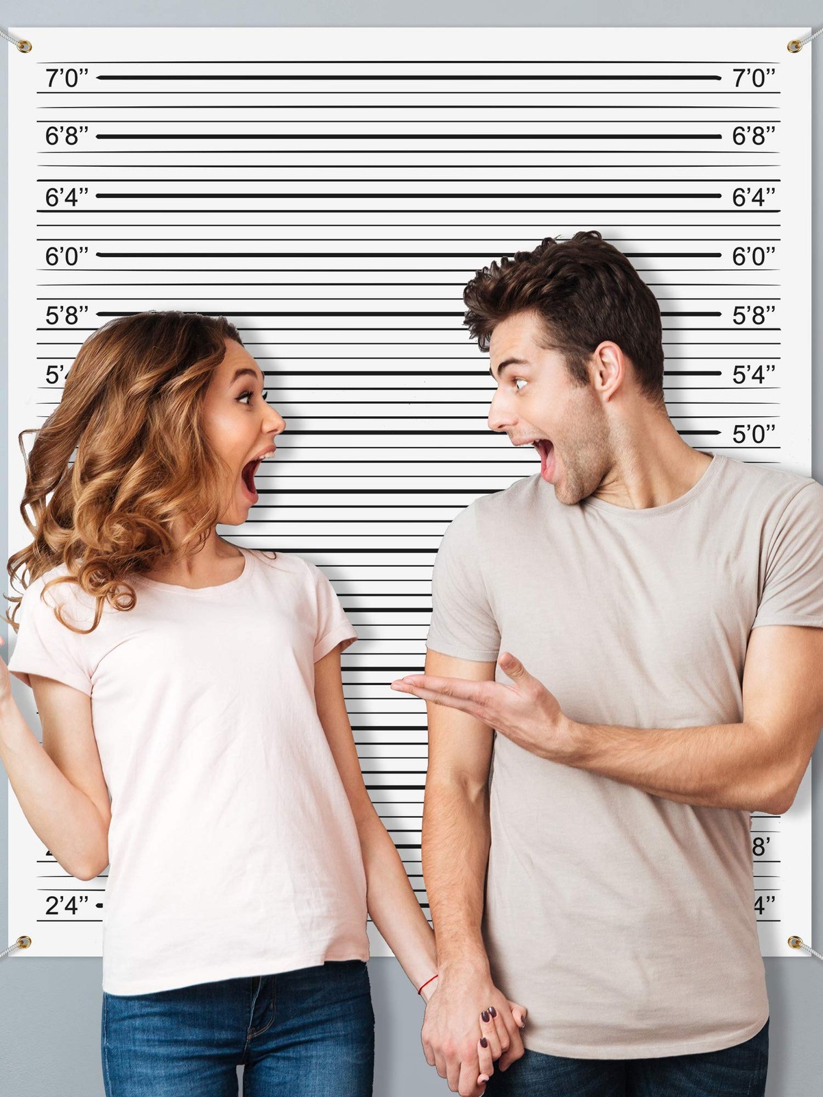 Mugshot Backdrop Photo Booth Banner 4.9 x 4.3 ft, x feet, White