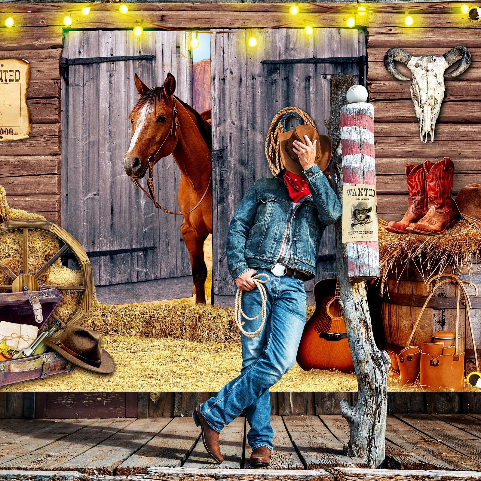 Western Party Backdrop Western Cowboy Party Decoration Supply Wild 7 x 5 ft