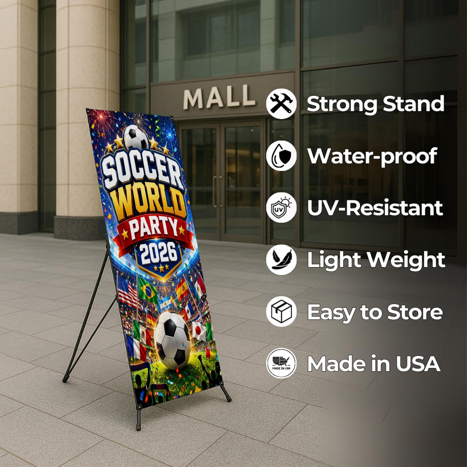 X-Stand Banner Display for Soccer Decorations by DC Compatible with F1FA | Fo…