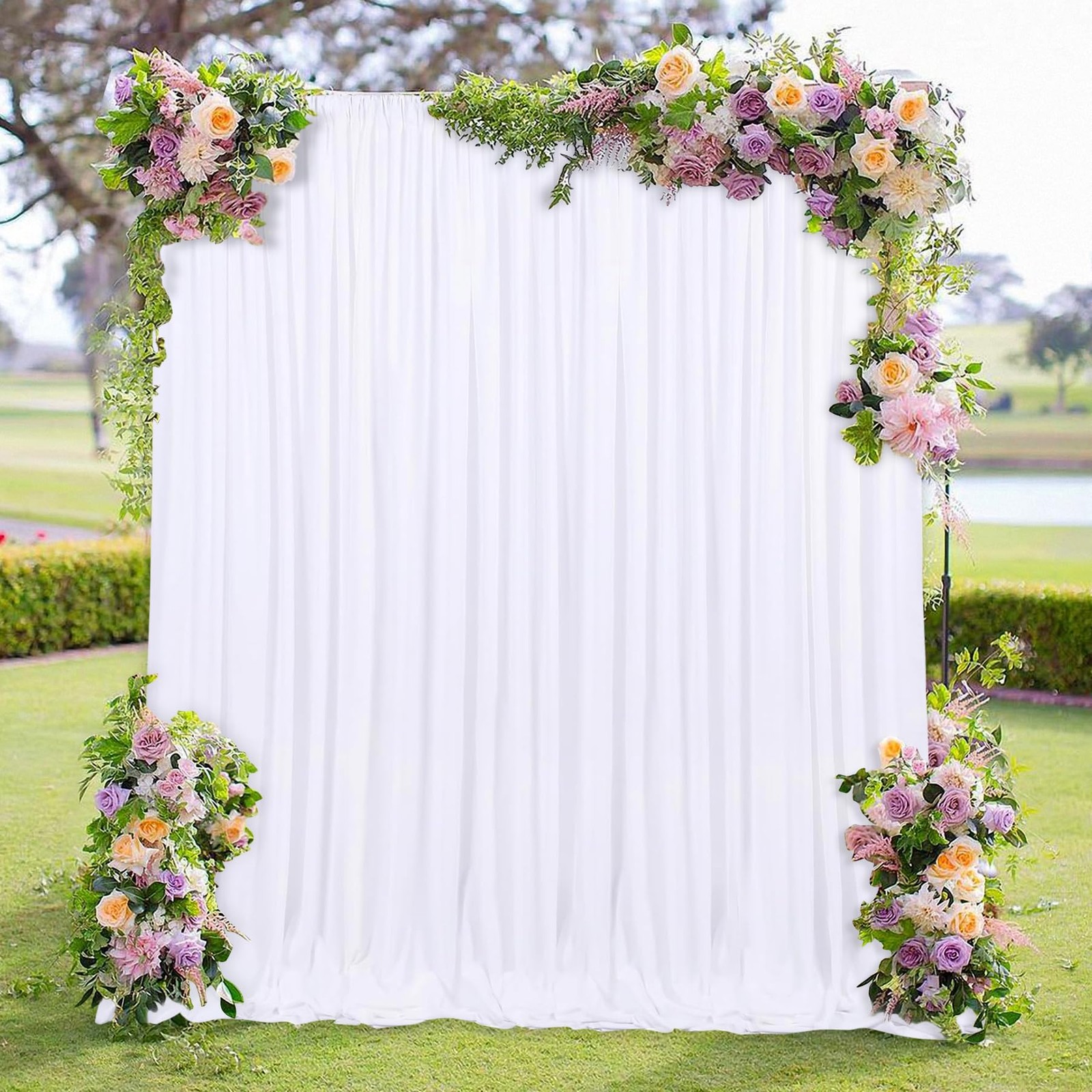 2 Panels 5 x 10 Ft White Backdrop Curtains Photography Rod Pocket Drapes Fabric