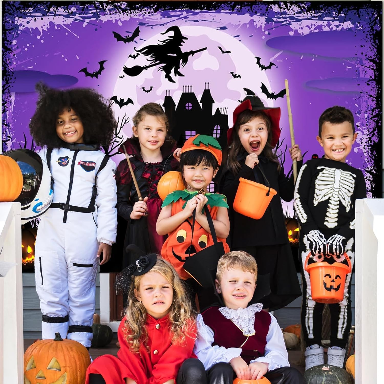 Halloween Backdrop Black Moon Night Halloween Banner Spooky Castle Witch Ghost