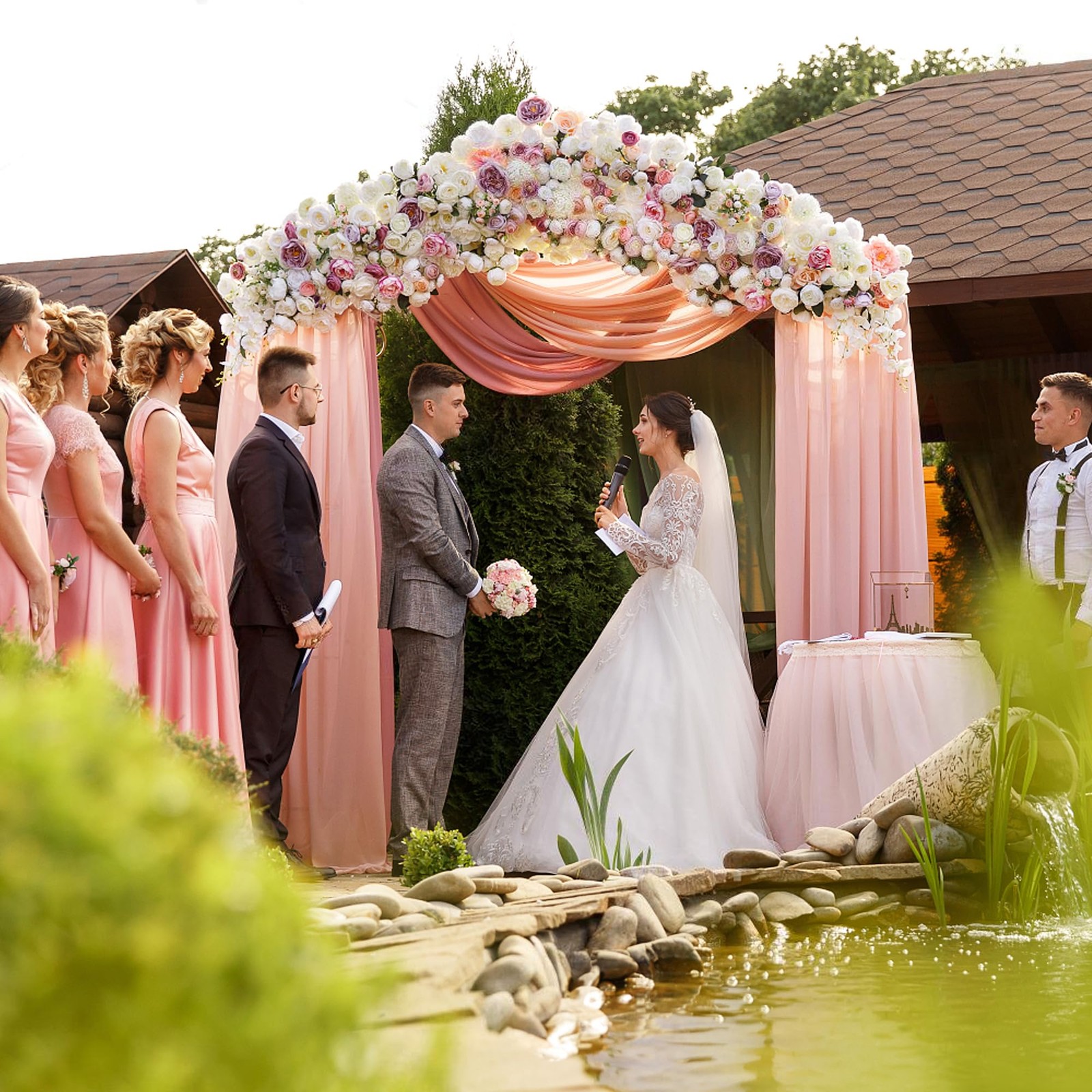 Wedding Arch Draping Fabric 28.7 Inch x 20 FT Blush Sheer Backdrop Decor